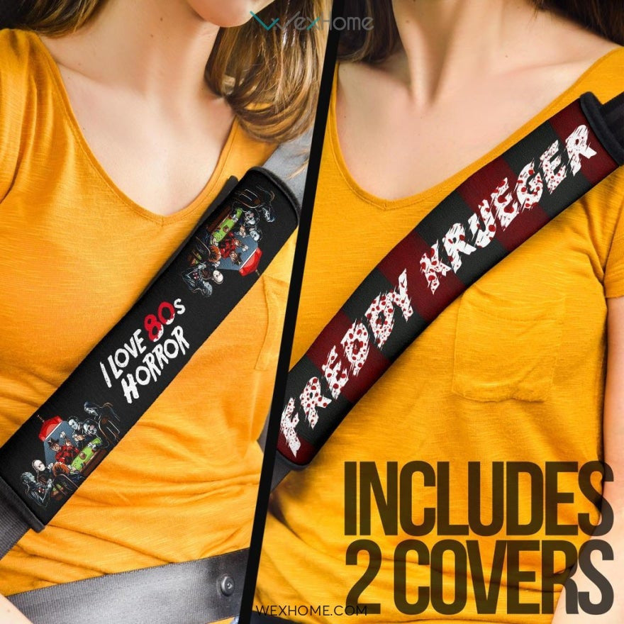Horror Movie Seat Belt Covers | Horror Villains Playing Poker Belt Covers