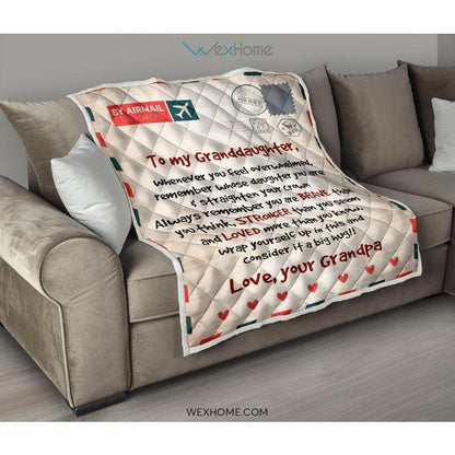 Letter Love Granddaughter From Grandpa You Are Braver Than You Think Quilt