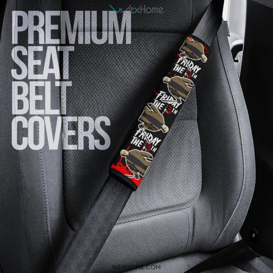 Friday The 13th Horror Movie Seat Belt Covers | Jason Voorhees Blood Flaming Belt Covers
