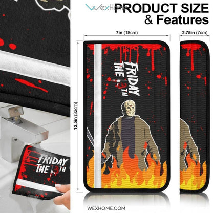 Friday The 13th Horror Movie Seat Belt Covers | Jason Voorhees Blood Flaming Belt Covers