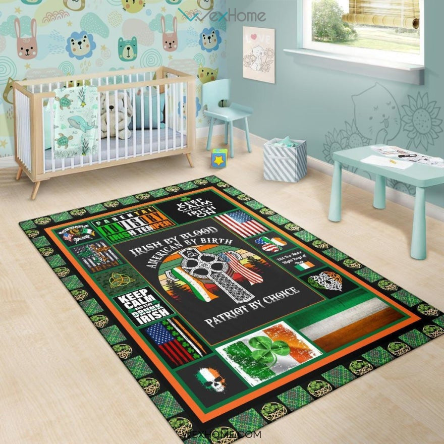 Irish By Blood American By Birth Patriot By Choice St Patrick's Day Nursery Area Rug