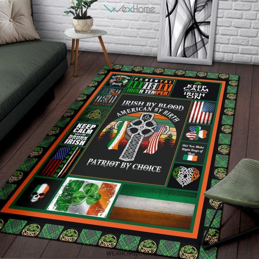 Irish By Blood American By Birth Patriot By Choice St Patrick's Day Nursery Area Rug