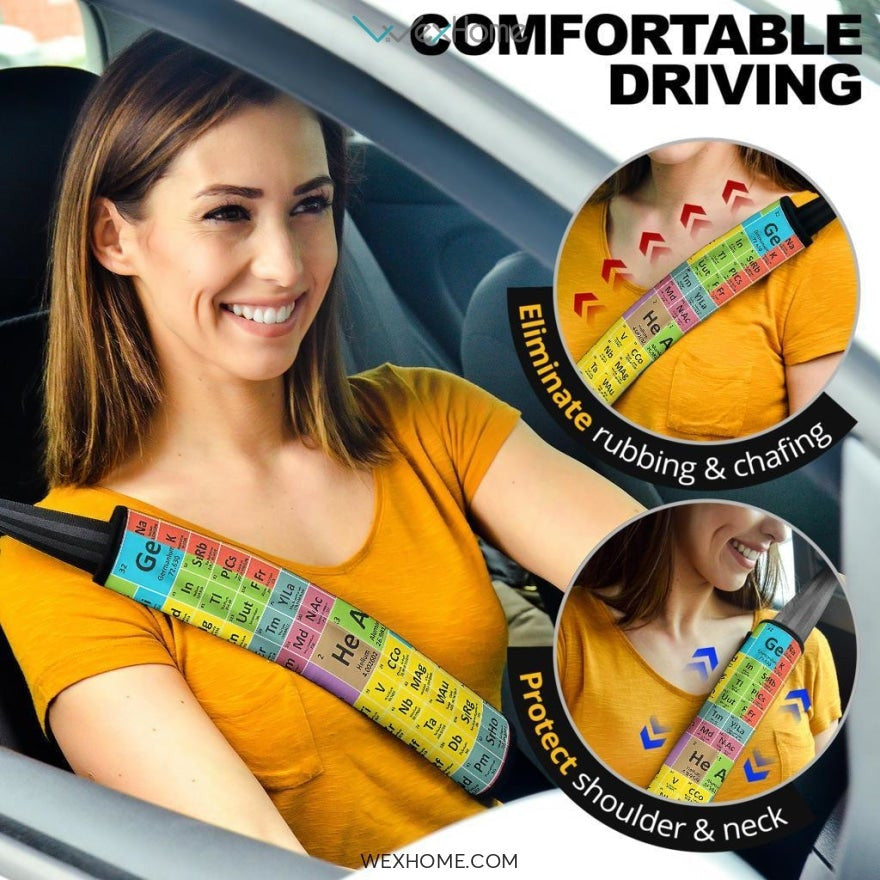 Periodic Table of Elements Custom Seat Belt Covers