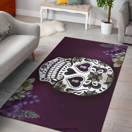 Flower Sugar Skull Nursery Area Rug
