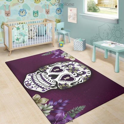 Flower Sugar Skull Nursery Area Rug