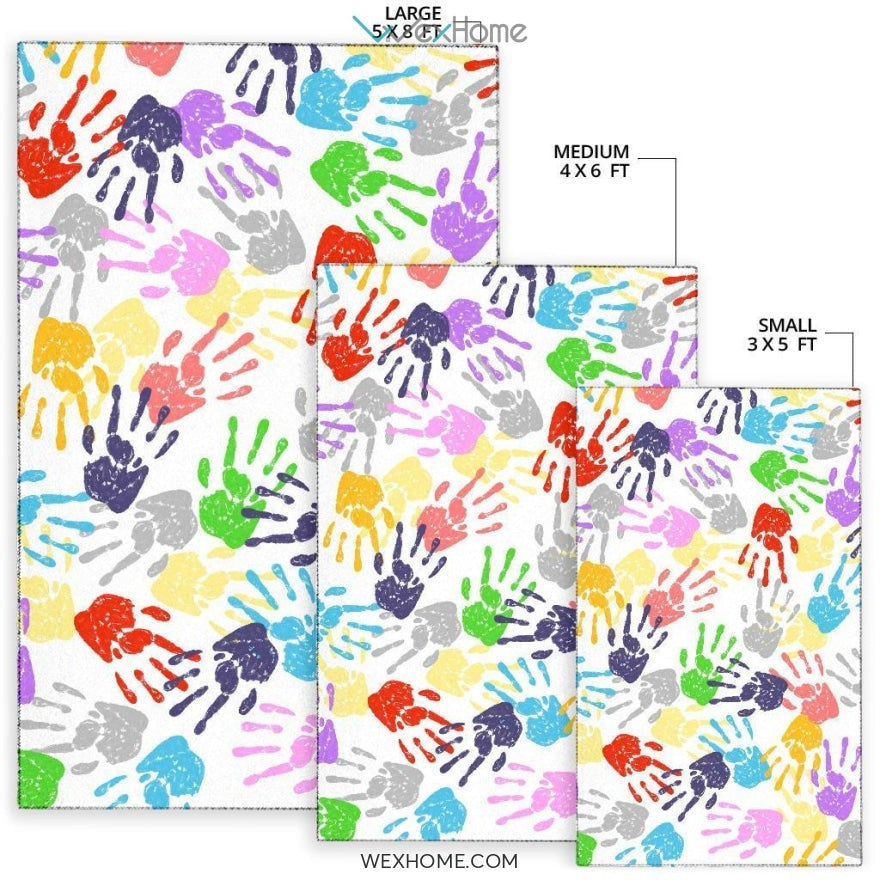 Pinkie Handprint Nursery Area Rug