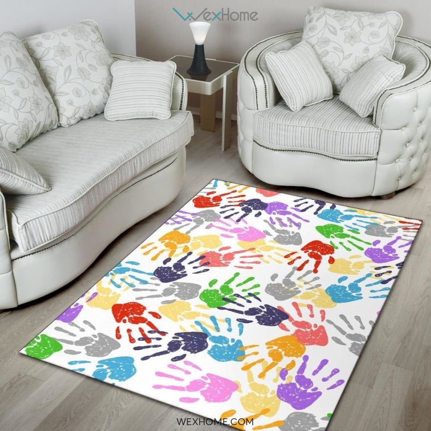 Pinkie Handprint Nursery Area Rug