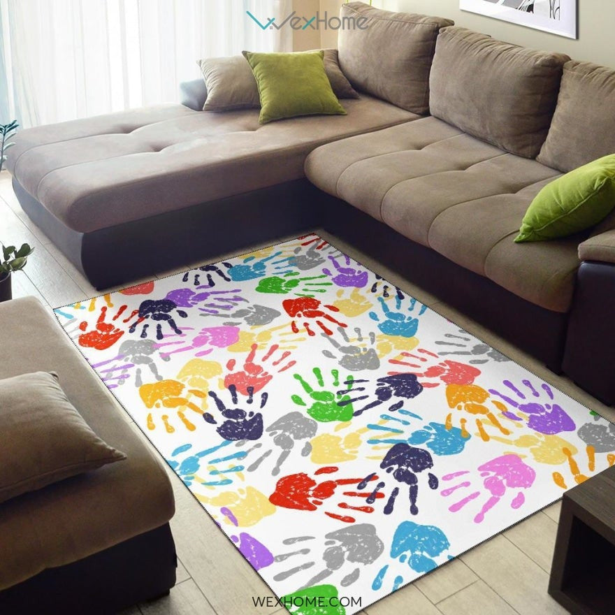 Pinkie Handprint Nursery Area Rug