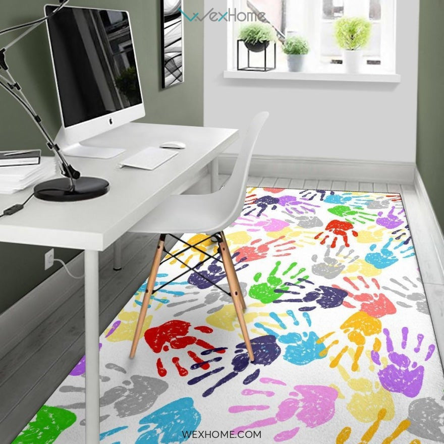 Pinkie Handprint Nursery Area Rug