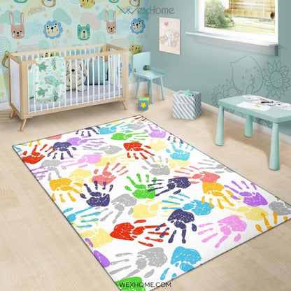 Pinkie Handprint Nursery Area Rug