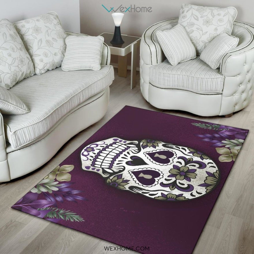 Flower Sugar Skull Nursery Area Rug