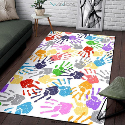 Pinkie Handprint Nursery Area Rug