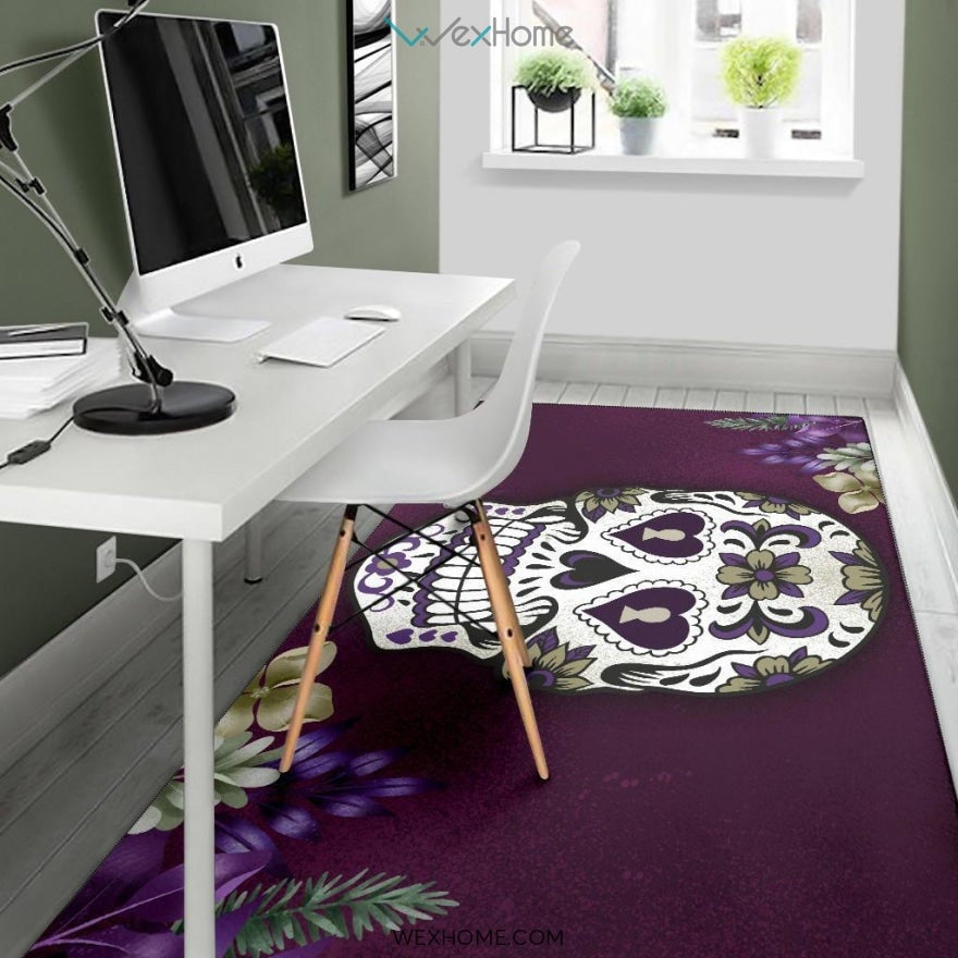 Flower Sugar Skull Nursery Area Rug