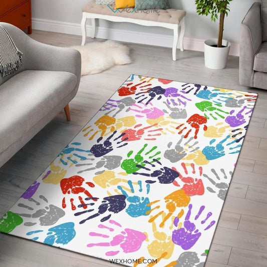 Pinkie Handprint Nursery Area Rug