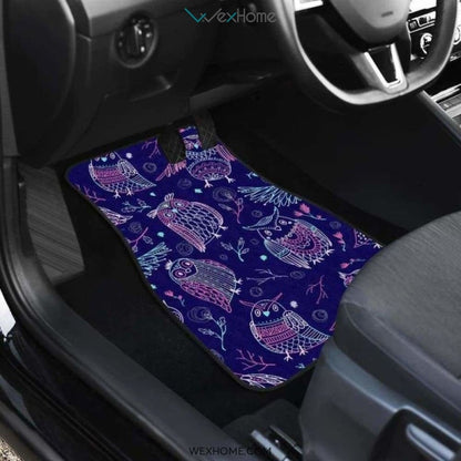 Cute Owls Pattern Boho Style Ornament Front And Back Car Mats