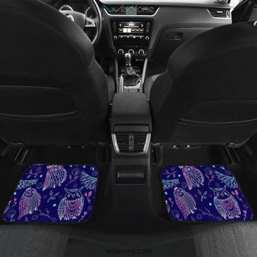 Cute Owls Pattern Boho Style Ornament Front And Back Car Mats