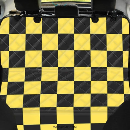 Yellow Checkered Print Pet Car Seat Cover