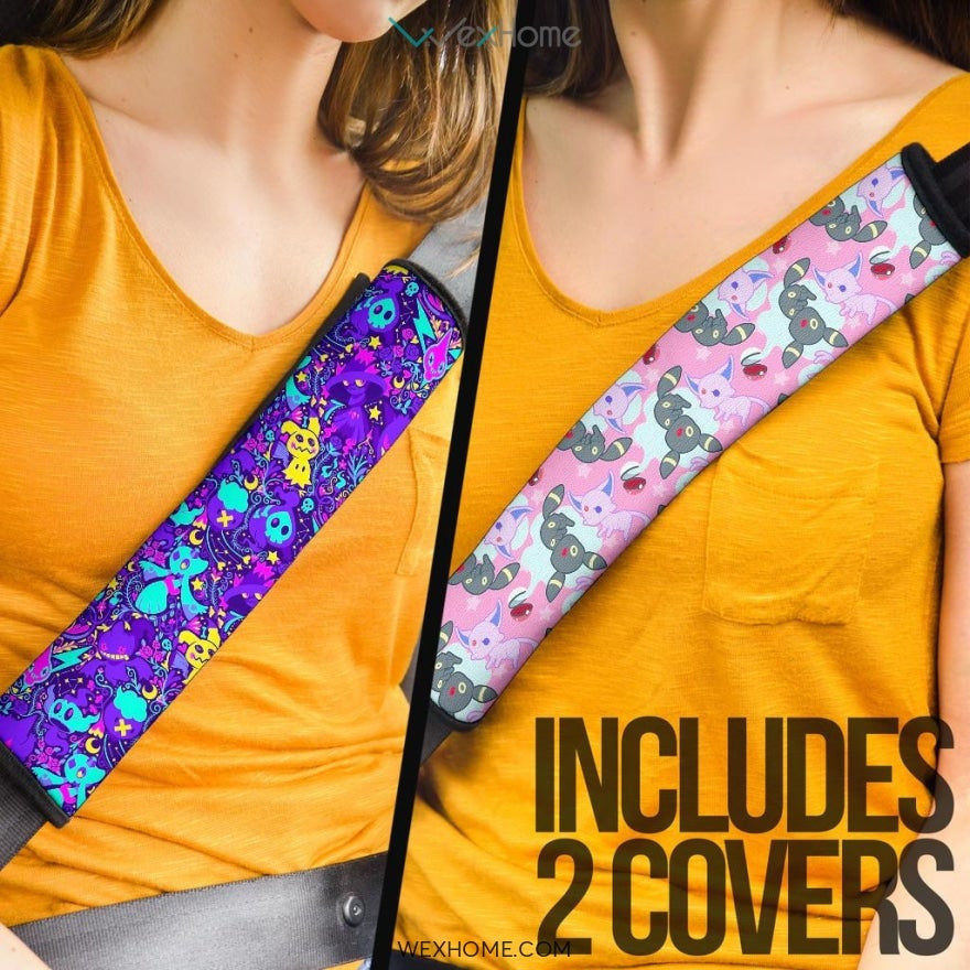 Pokemon Anime Seat Belt Covers | Neon Psychic Pokemon Patterns Belt Covers