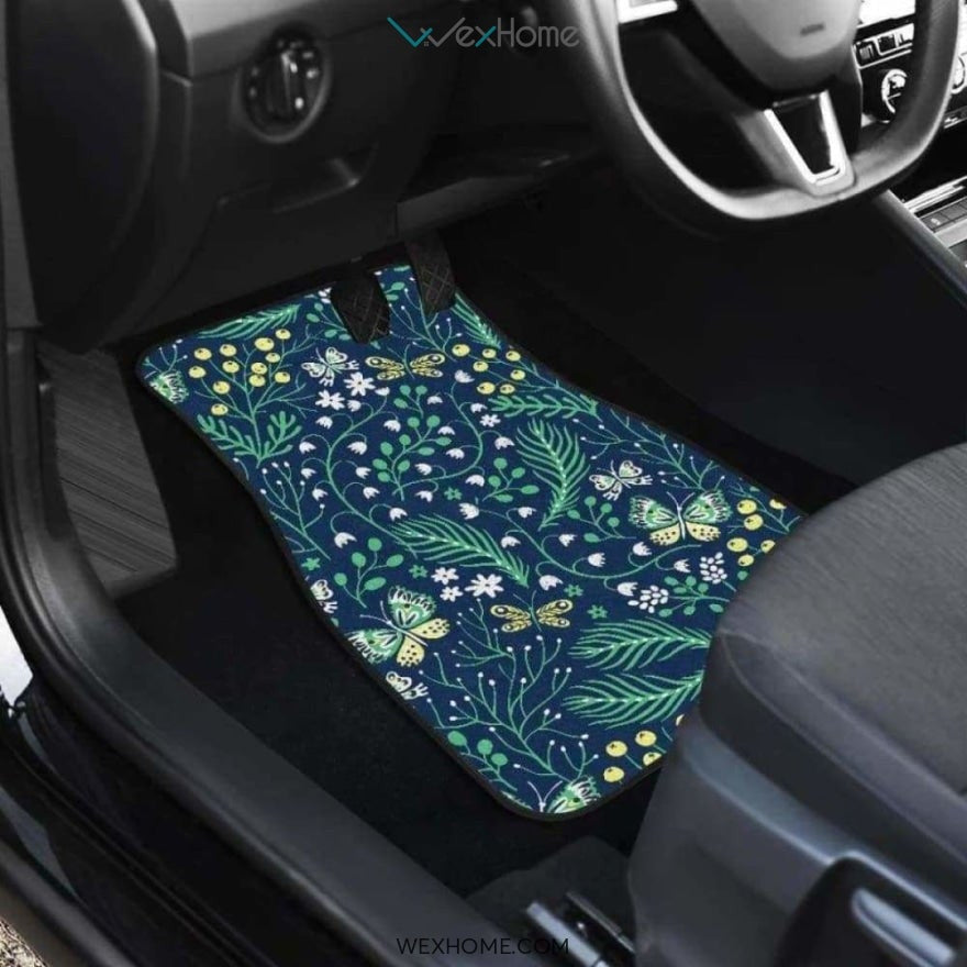 Butterfly Leaves Pattern Front And Back Car Mats