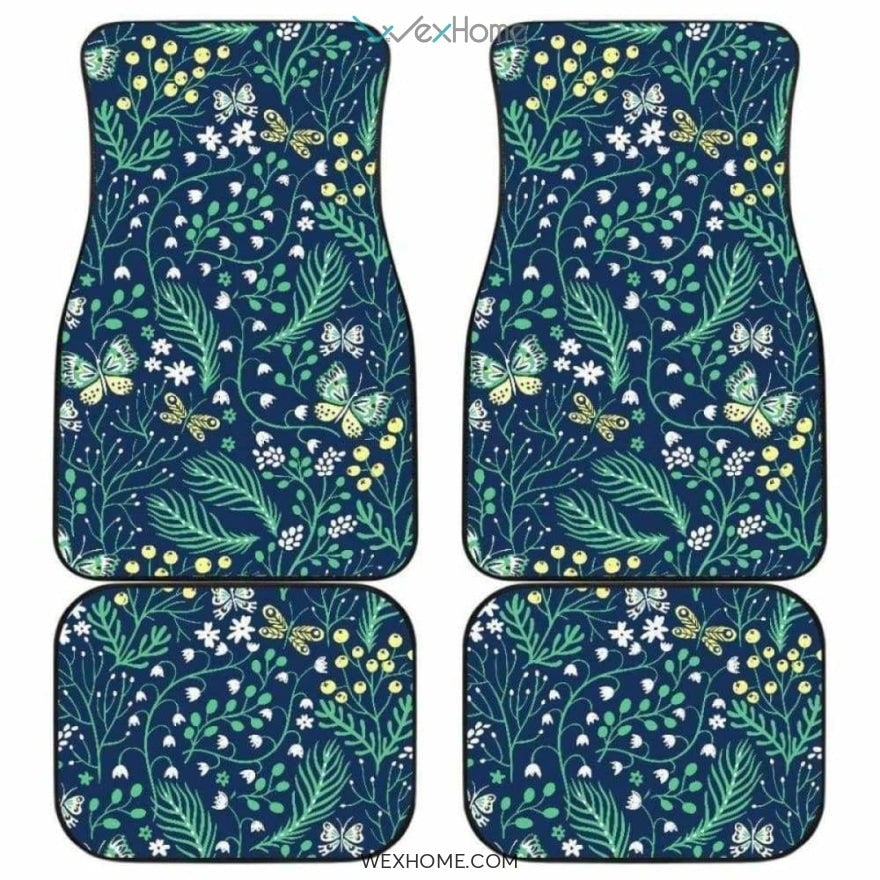 Butterfly Leaves Pattern Front And Back Car Mats