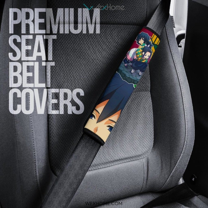 Demon Slayers Anime Seat Belt Covers | Chibi Giyuu And Shinobu Belt Covers