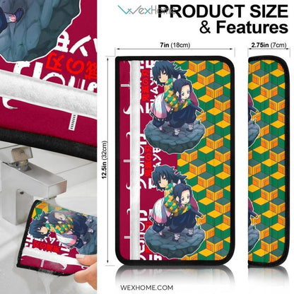 Demon Slayers Anime Seat Belt Covers | Chibi Giyuu And Shinobu Belt Covers