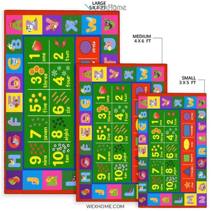 Collection ABC, Numbers and Shapes Educational Nursery Area Rug