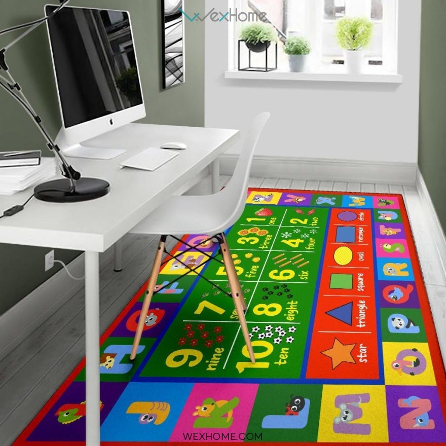 Collection ABC, Numbers and Shapes Educational Nursery Area Rug