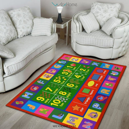 Collection ABC, Numbers and Shapes Educational Nursery Area Rug