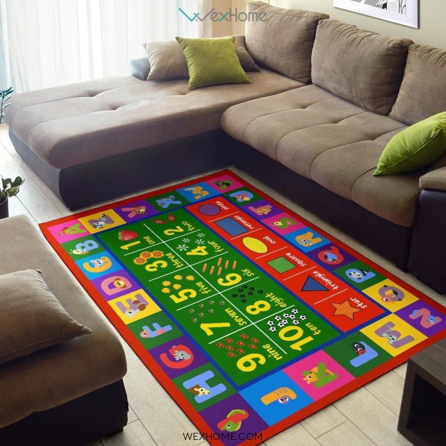 Collection ABC, Numbers and Shapes Educational Nursery Area Rug