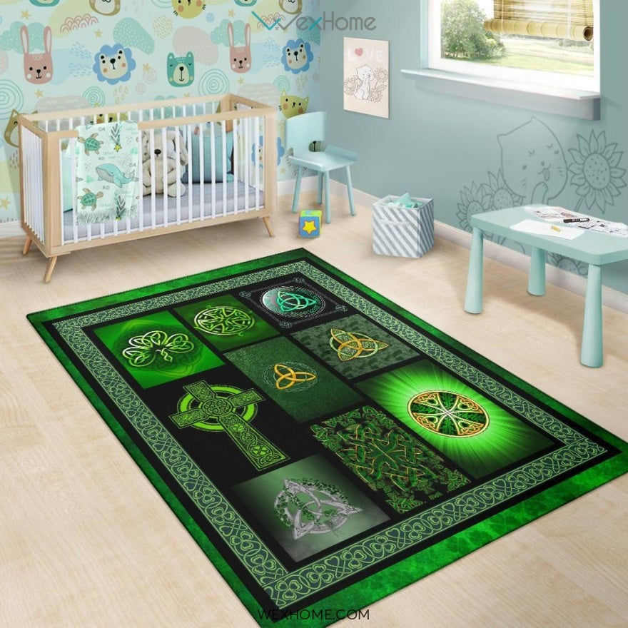 Irish Celtic Cross St Patrick's Day Nursery Area Rug