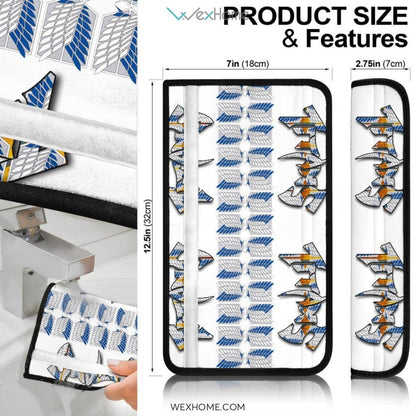 Attack On Titan Anime Seat Belt Covers | AOT Wings Team Text Belt Covers