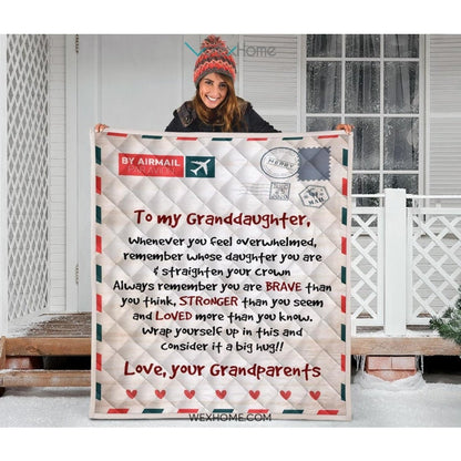 Letter Love Granddaughter From Grandparents You Are Braver Than You Think Quilt