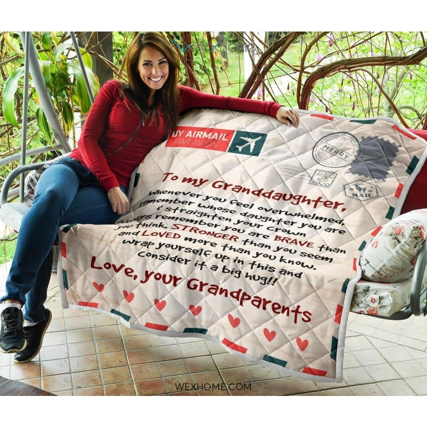 Letter Love Granddaughter From Grandparents You Are Braver Than You Think Quilt