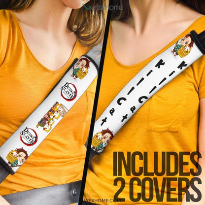 Demon Slayer Anime Seat Belt Covers | DS Tanjiro Carry Racoon Belt Covers