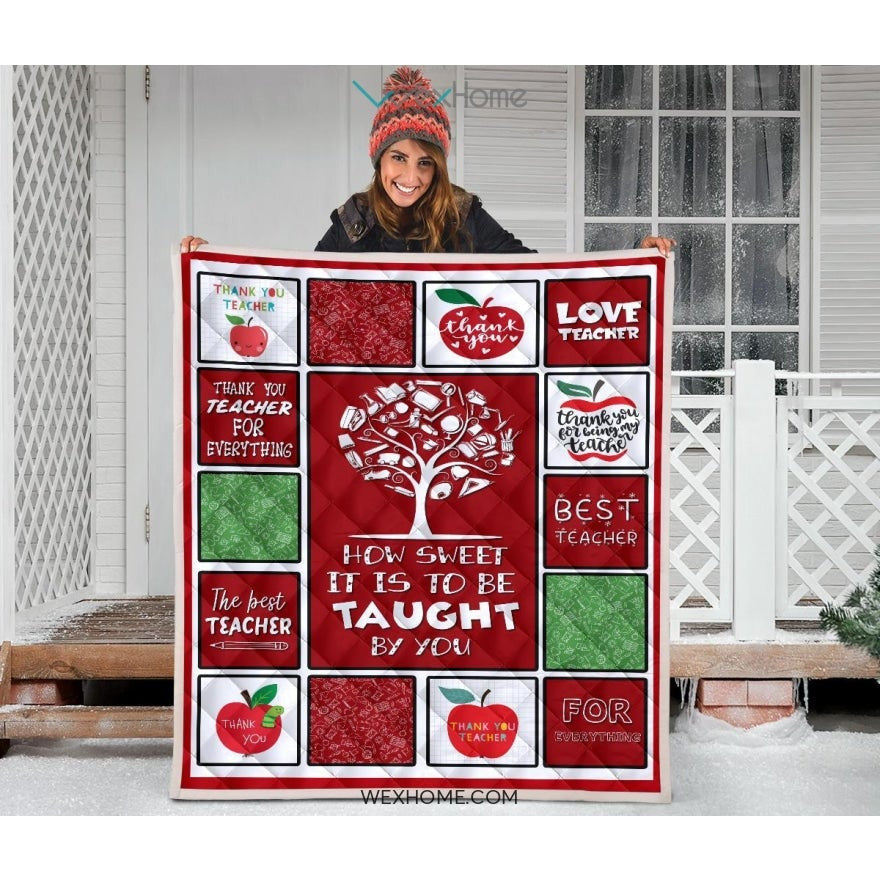Teacher How Sweet It Is To Be Taught By You Red Quilt