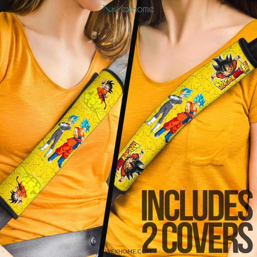 Dragon Ball Anime Seat Belt Covers | DB Goku And Vegeta Yellow Belt Covers