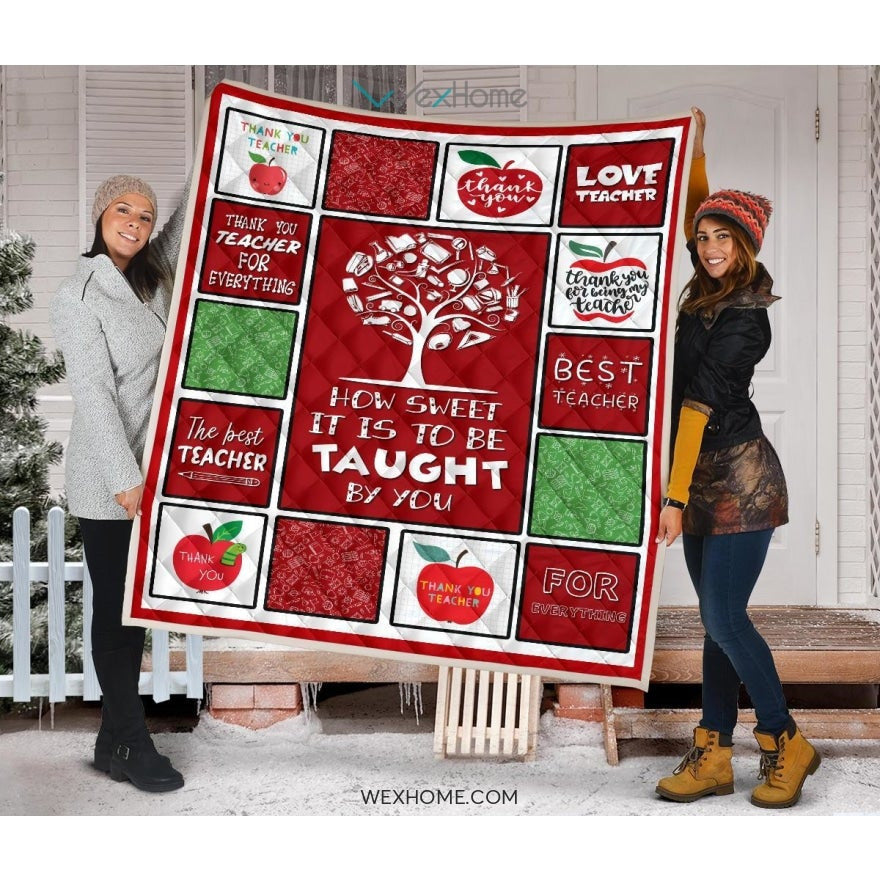 Teacher How Sweet It Is To Be Taught By You Red Quilt