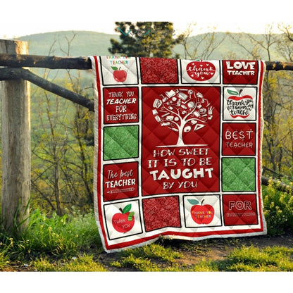 Teacher How Sweet It Is To Be Taught By You Red Quilt