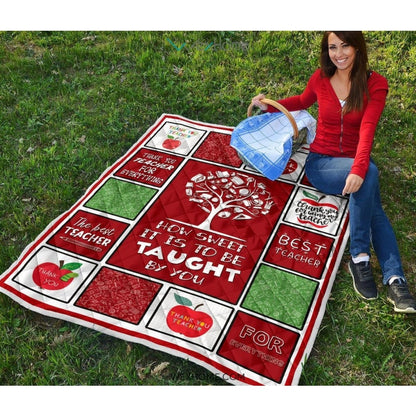 Teacher How Sweet It Is To Be Taught By You Red Quilt
