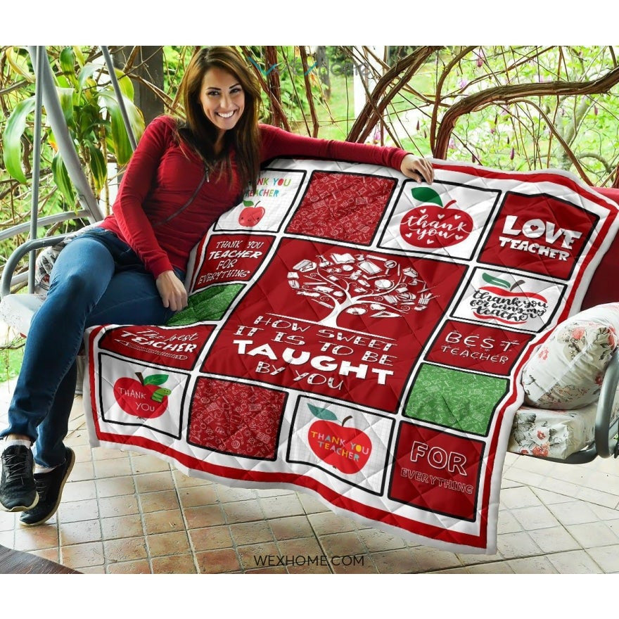 Teacher How Sweet It Is To Be Taught By You Red Quilt