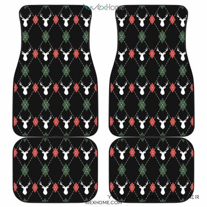 Deer Christmas New Year Pattern Argyle Front And Back Car Mats