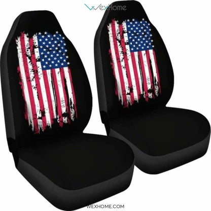 American Flag On Black Car Seat Cover