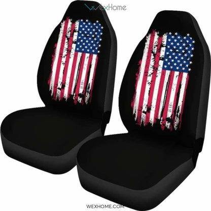 American Flag On Black Car Seat Cover