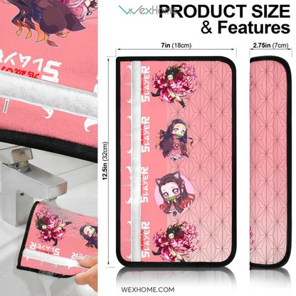 Demon Slayers Anime Seat Belt Covers | Nezuko Moments Pink Belt Covers