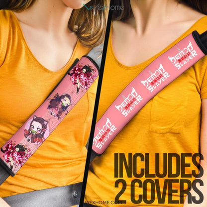 Demon Slayers Anime Seat Belt Covers | Nezuko Moments Pink Belt Covers
