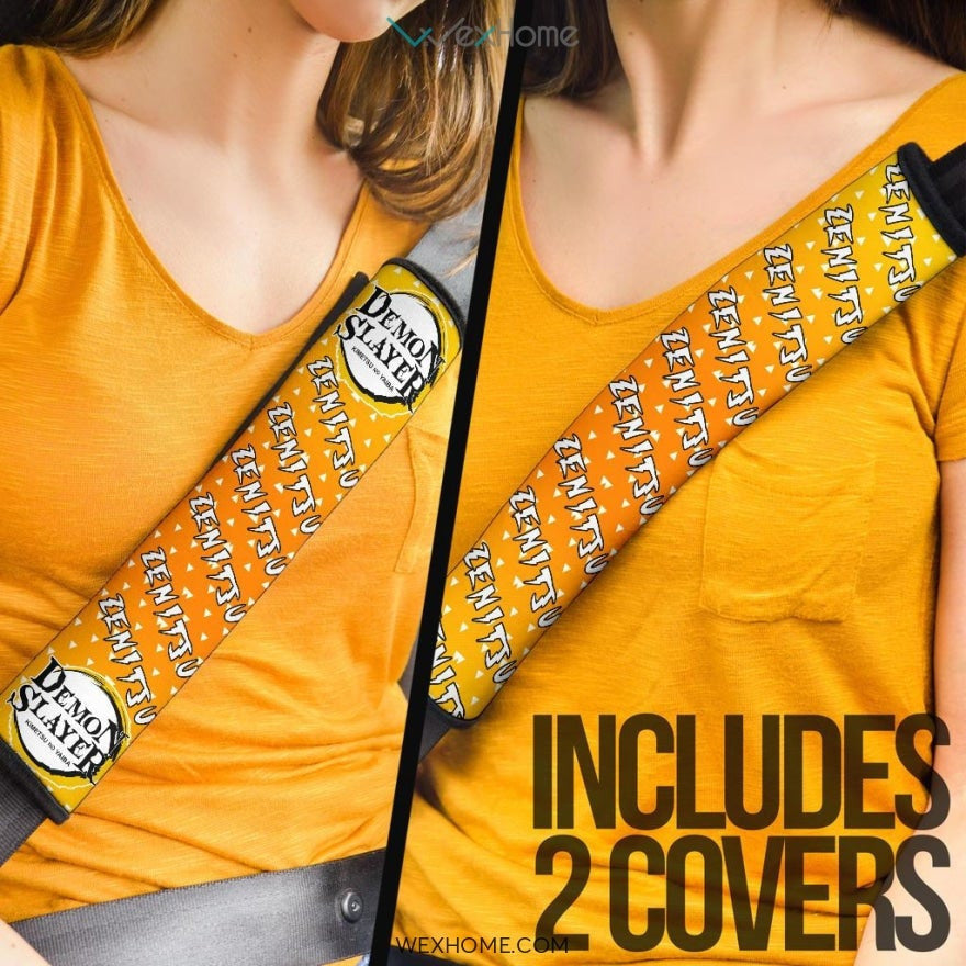 Demon Slayers Anime Seat Belt Covers | Zenitsu Suit Patterns Belt Covers