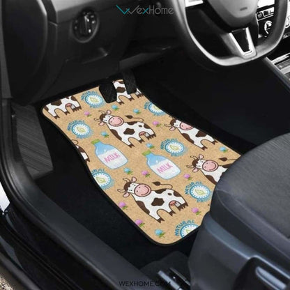 Cow Bottle Of Milk Pattern Front And Back Car Mats