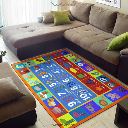 Alphabet Numbers and Shapes Educational Nursery Area Rug