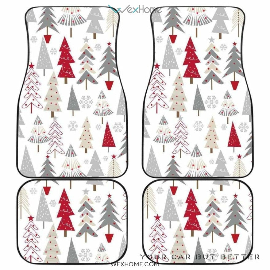 Cute Christmas Tree Pattern Front And Back Car Mats